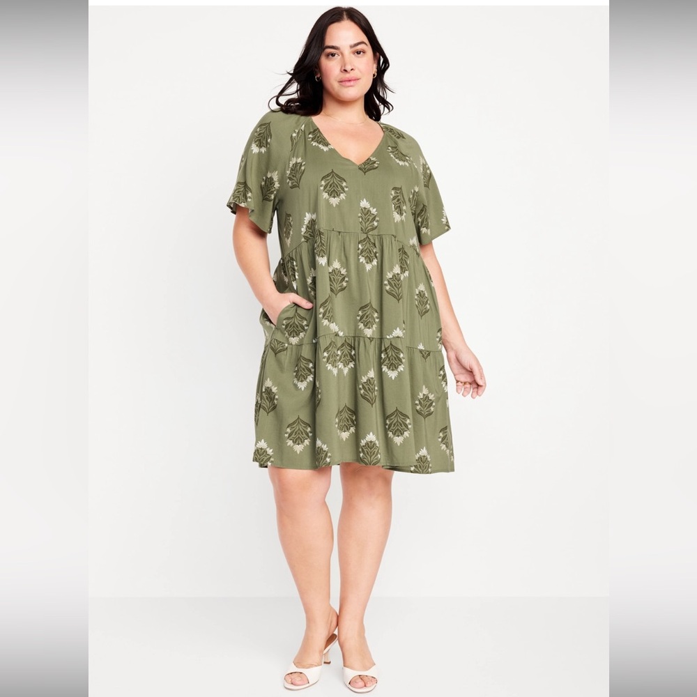V-neck mini swing dress